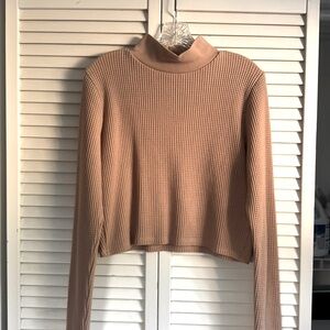 Aerie waffle cropped turtleneck top